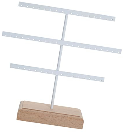 Porte-boucles D'oreilles Organisateur de Bijoux 52 Trous Fer Bois Blanc