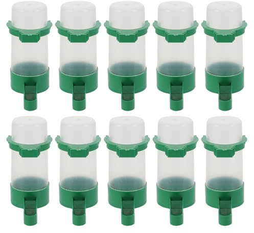 LIOOBO Bird Water Feeder for Cage 10 Pcs Automatic Drinking Bowls for Pigeon Canary Budgie Parakeet Plastic Hanging Water Dispenser for Indoor Outdoor Feeding