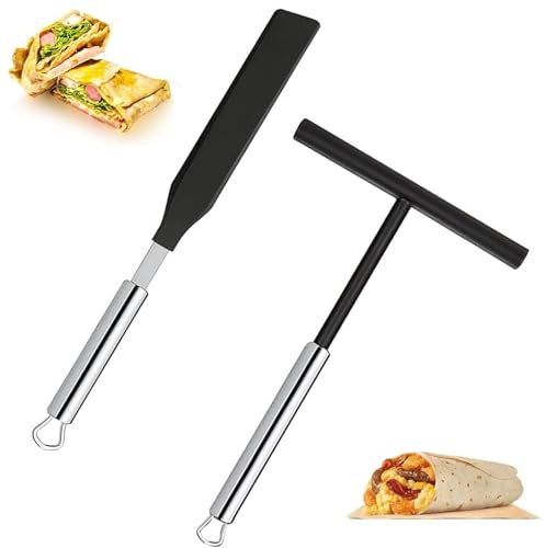 Crepe Spreader and Spatula, Crepe Spatula Set, Non Stick Spatula Kit for Crepes, Stainless Steel Crepe Tools Spreaders Spatula, Kitchen Baking Tools for Pancake