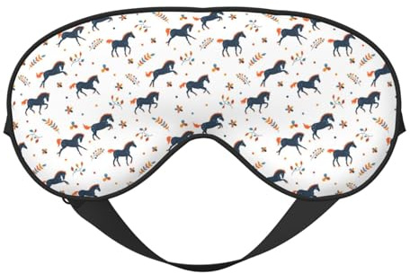 Augen-Schlafmaske für Damen und Herren, niedliche Cartoon-Pferd-Blumenblätter, weiche Reise-Augenmasken für Schlafmaske, Verdunkelung, verstellbare Schnalle, Schlafmaske für Damen und Herren, lustige