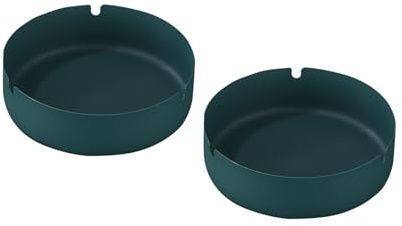 2pcs Stainless Steel Ashtray,Tabletop Round Ash Tray,Cigarette Cigar Holder Storage Box,Stainless Steel Cigarette Ashtray Set for Outdoor and Home (Green)