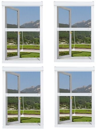 moustiquaire extensible Lot de 4 moustiquaires de fenêtre de remplacement pour fenêtres de maison, moustiquaires coulissantes extensibles supérieures et inférieures personnalisées avec cadre en alumin