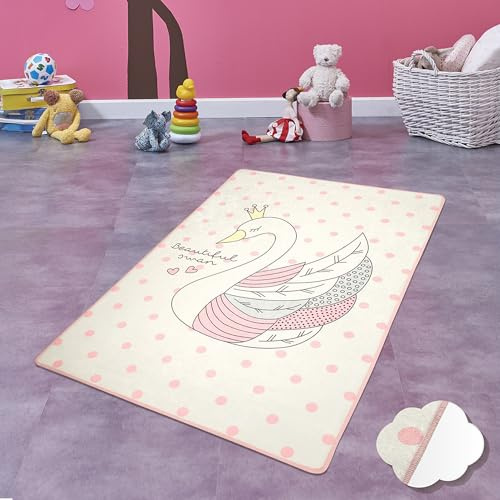 Bosdela Kinder- und Babyteppiche – Vielfältige Designvariationen für jeden Spielraum 100x160 cm (Kinder- und Babyteppich Swan, 100x160 cm)