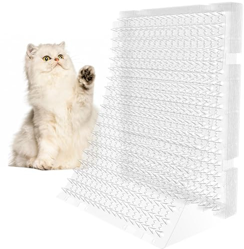 OCEANPAX Scat Mat for Cats 16 x 13 Inch, 10 Pack Clear Cat Deterrent Mats with 1 Inch Spikes & 50 Stickers, Indoor Outdoor Pet Training Pads to Keep Cats Off Sofa, Counter, Garden & Car