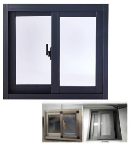 Bathroom Windows for Privacy and Ventilation, Horizontal Sliding Aluminum Window with Frosted Glass & Screens, Large Small Household Window(40x12in/100x30cm)
