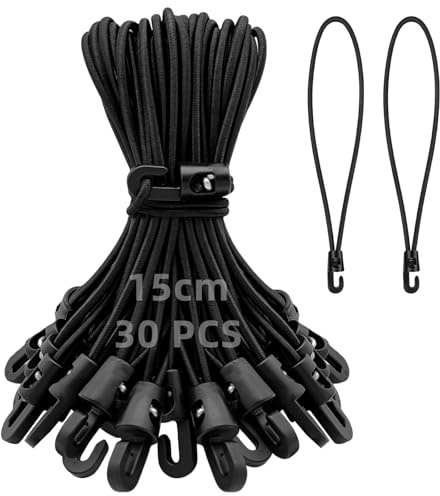 Obidodi Spanngummi mit Haken 15cm, 30 Stück Expander mit Haken, Planenspanner Zeltgummis, Gummispanner für Netze, Banner, Camping, Schwarz