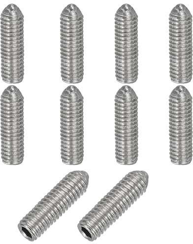 PATIKIL M3 x 10 mm kulspets gängstift, 10 stycken 304 rostfritt stål sexkantsfjäder kulspets gängstift för industrimaskiner, möbler och arbetsplatser, silver