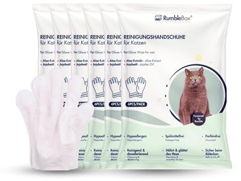RumbleBox Lingettes humides pour Chats et Chiens, XXL, 36 pièces, Soin Doux du Pelage et Massage, Gants pour Un Nettoyage précis, idéal pour Les Chats d'extérieur