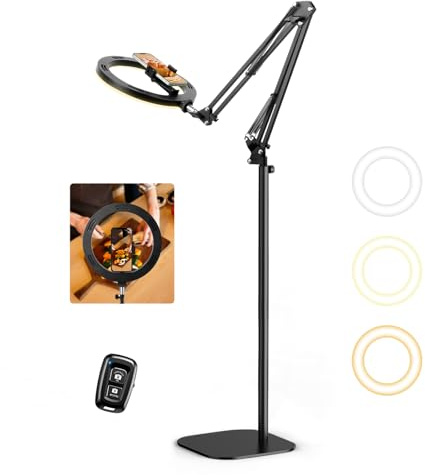 Evershop Ring Light with Stand & Phone Holder Overhead,10.5 Ringlight Tripod LED Large Halo Light, 3 Colour Modes + 10 Brightness Levels,360° Rotating,CRI>95, Youtube Tiktok Video Film Lamp
