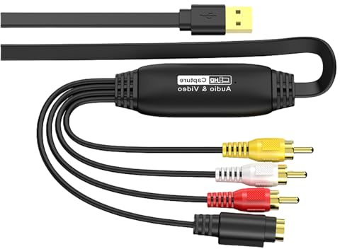 Zqxnt Adaptateur vidéo USB 2.0 portable avec câble pour carte d'acquisition et de diffusion en continu sur ordinateur portable, convertisseur vidéo S vers USB