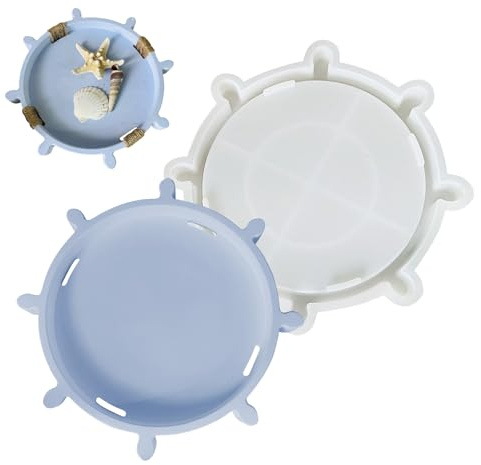 Kixolazr Stampo in silicone per vassoio, contenitore di stoccaggio, stampi in cemento con design a timone, per realizzare gioielli, piatti, decorazione da tavolo, stanza e casa