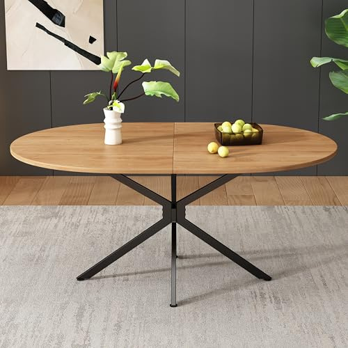 AilZylphera ovaler Esstisch 120x80x75,5cm, Küchentisch - Holztischplatte und Metallbeine, Esszimmertisch/holztisch für 4-6 Personen,Tisch für die Küche oder das Wohnzimmer (2)