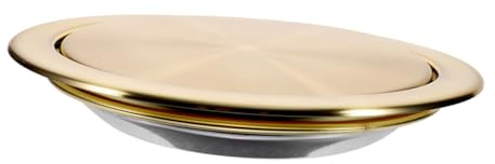 OFFSCH Tapa Abatible para Cubo de Basura Empotrada de Acero Inoxidable Dorado Diseño Moderno y Resistente al Óxido para Cocinas y Restaurantes