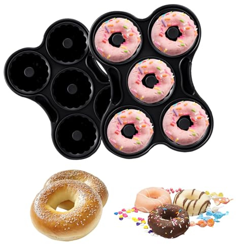 Lot de 2 Moules à Donuts pour Friteuse à Air Chaud, Forme de Silicone Donuts Pan de Cuisson Air Fryer Accessoires, Reusable, pour Ninja DZ201, DZ302, DZ401, DZ550, SL201, SL400, SL401