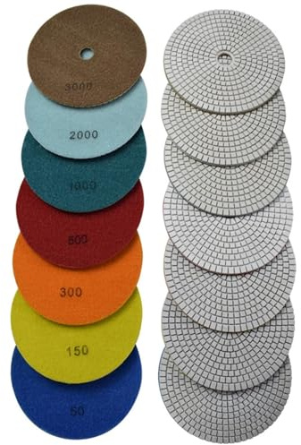 Mozulon Almohadilla de pulido de diamante de 6 pulgadas, papel de lija húmedo for pulir hormigón, piedra, mármol, granito, encimeras, paquete de 7 unidades