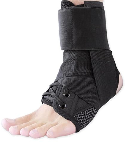 HEUIOP Ankle Braces for Women & Men, Lace up Adjustable Ankle Support, Foot Support for Basketball, Volleyball, Sports Protect (Black, M)