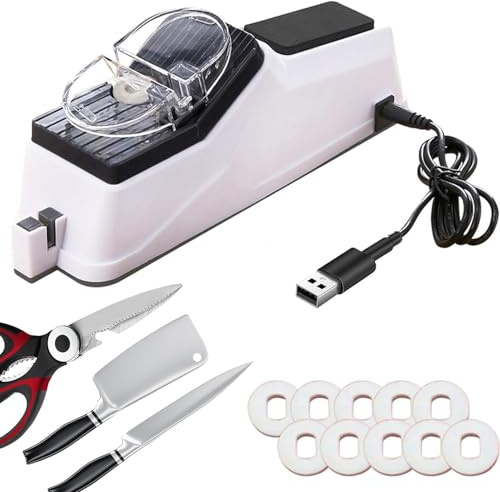 Surudoisharp Pro Knife Sharpener, Surudoisharp Pro Electric Knife Sharpener UK with 10 Sharpening Discs & Protective Cover, 5s Quick Sharpening All Knives (1 PC)