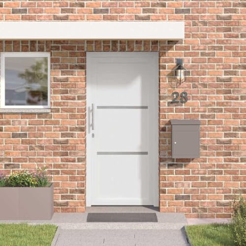 QJBSAVVA Eingangstür Weiß 98 x 200 cm aus robustem PVC, Modernes Design mit Glaseinsatz, Langlebig und Wetterbeständig, Tür mit Zarge für Haus, Wohnzimmer, Flur und Büro