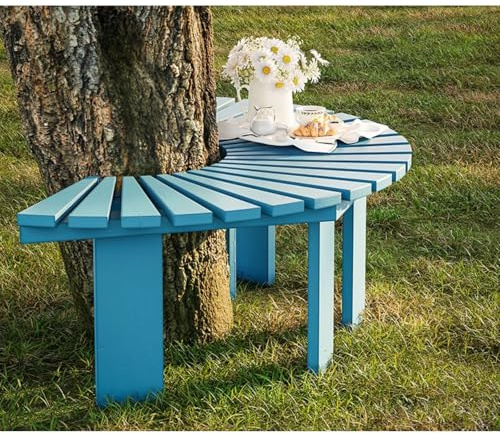 LIHDNGXM Baumbank Halbkreis Umfassend - Parkbank für Garten, Rasen, Terrasse & Hinterhof - Maximale Belastung: Ca. 250 kg(Blue,Semicircle)