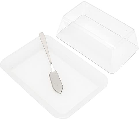 Caja de mantequilla de PP, 18x11,5x8 cm/7,1x4,5x3,1 pulgadas Caja de cortador de almacenamiento de mantequilla de plástico cuadrado Contenedor de soporte de queso con tapa (color transparente