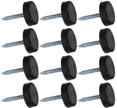 WRITWAA Lot de 12 Vis à Miroir 16mm en Acier Inoxydable 304 Noir avec Capuchons Décoratifs Clous D'affichage pour Panneaux Salle de Bain Vis de Fixation Publicitaires Accessoires