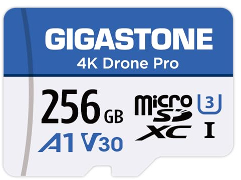 GIGASTONE Scheda Micro SD da 256 GB, 4K Drone Pro, scheda di memoria MicroSDXC per Wyze Cam, telecamera di sicurezza, drone DJI o Action Camera, registrazione video 4K, UHS-I U3 A1 V30, 100 MB/s, con