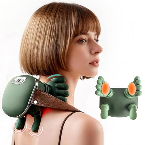 4D Neck Massager Hands,Neck Massager with Hands,Electric Massagers,Hand Massage,Bionic Massager,Neck Shoulder Massage,for Pain Relief and Muscle Relax, Gifts for Parents(Green)