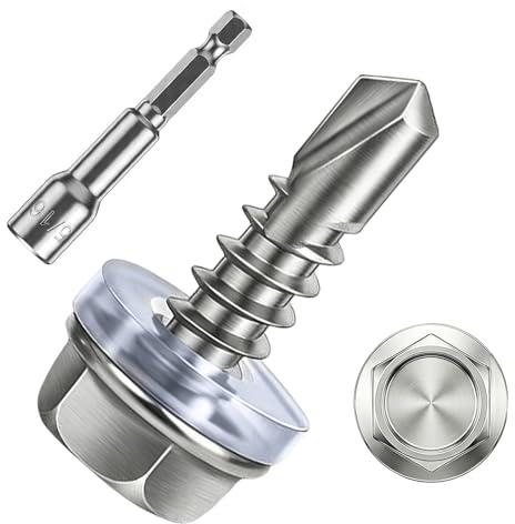 ZKAILCF Trapezblechschrauben Selbstschneidende Schrauben Edelstahl 4.8x16mm 100Stk Spenglerschrauben Anthrazit Bohrschrauben Metalldachschrauben mit Dichtscheibe EPDM und Sechskant Steckschlussel