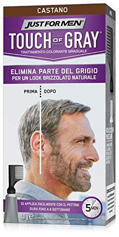 Just For Men Touch of Gray, Mens Hair Color Kit with Comb Applicator for Easy Application, Great for a Salt and Pepper Look - Dark Brown, T-45, Pack of 1