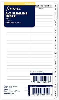 Personal A-Z slim index white name & tel