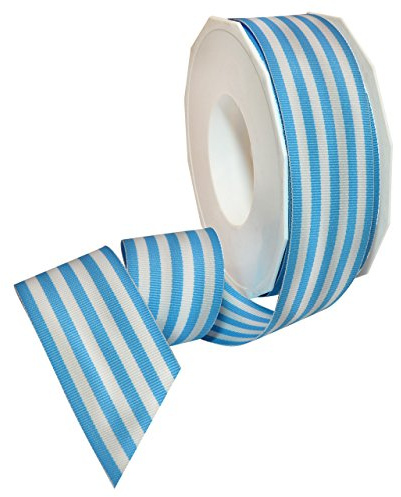 Morex Ribbon Striped Polyester Grosgrain Ribbon, Party Decorations, Gift Wrapping, Fun Patterns, 1-1/2 by 20 yd., Baby Blue