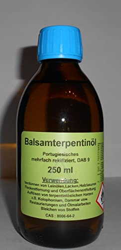 Balsamo portoghese di alta qualità, 250 ml, olio di trementina DAB 9, incolore, rettificato più volte.