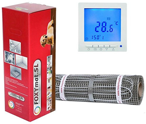 elektrische Fußbodenheizung FOXYMAT.SL (160 Watt pro m²) mit Thermostat QM-BLUE, 1.0 m² (0.5m x 2m)