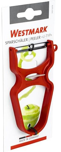 Weck Spargel- und Gemüseschäler U-Typ (Sparschäler für Obst und Gemüse, in der Farbe rot, ergonomisch) 6819