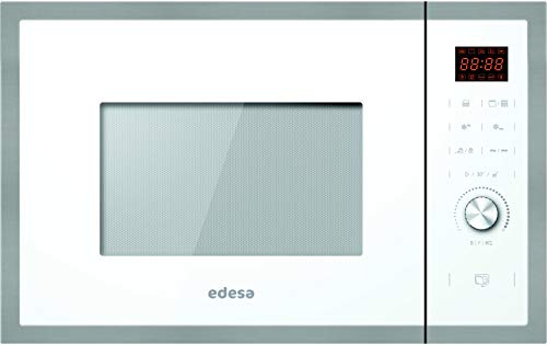 EDESA Microondas de Encastre EMW-2530-IG XWH, 25L, 900W, Grill 1200W, Apertura Táctil, 5 Niveles, Descongelación, Funciones Programadas, Display LED, Bloqueo de Seguridad, Acabado Inoxidable Blanco