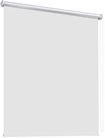 deko-raumshop Thermorollo Verdunkelungsrollo Hitzeschutz Seitenzugrollo Fenster Rollo 11 Farben Breite 60 bis 240 cm Stoff lichtundurchlässig Thermo Beschichtung Weiß Silber (140 x 175 cm/Weiß)