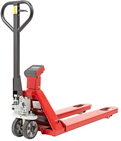 STIER Wiege-Hubwagen 1-kg-Schritte Tragkraft 2000 kg, Gabellänge 1150 mm, Hubbereich 85-200 mm, elektrischer Gabelhubwagen mit PU Rollen, sehr präzise Waage