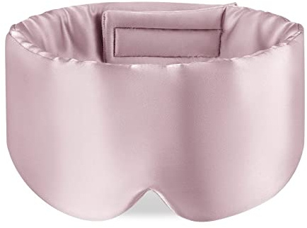 Zenssia 100% Mulberry Silk Sleep Mask Eye Mask for Man and Woman with Adjustable Headband, Full Size Large Sleep Mask & Blindfold for Total Blackout for All Night Sleep, Travel & Nap- Light Plum