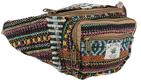 Hanf-Bauchtasche, verstellbare Taille und mehrere Taschen, Hüfttasche für alle Zwecke