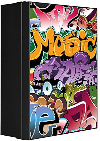 banjado Medizinschrank abschliessbar mit Motiv Graffiti 35x46x15cm - großer Arzneischrank für die Hausapotheke - Medikamentenschrank aus Metall zur Medikamenten Aufbewahrung