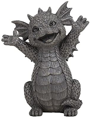 Pacific Giftware Garten Figur Happy Drache 13,5 cm - Gartendrache Fantasy Deko Statue