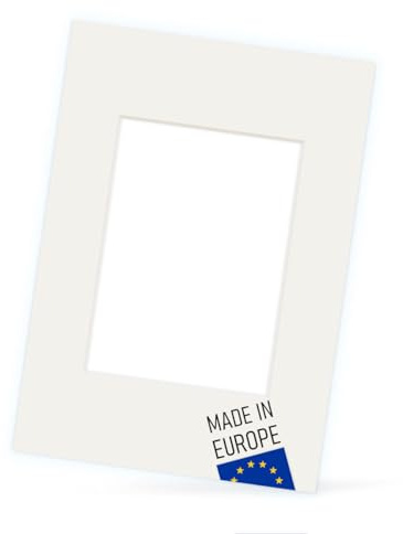 PHOTOLINI Passepartout A2 42x60 aussen für A3 30x42 innen, säurefrei 1,5 mm Passepartout Karton Creme-Weiß, alterungsbeständige Schrägschnitt - Passepartouts, Präsentation & Schutz von Bildern & Fotos