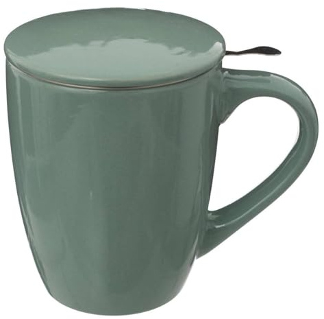 SECRET DE GOURMET Tisaniera Infuseur à thé en céramique – Tasse Tisana avec infuseur et couvercle – Infuseur à thé en porcelaine pour une personne – 320 ml