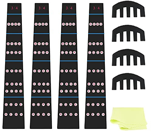 CHIFOOM 10tlg 3/4 Geige Griffbrett Aufkleber Violine Dämpfer Silikon Schalldämpfer Violine Note Aufkleber Tonleiter Label Schwarz Übungsdämpfer Finger Guide Sticker für Kinder Anfänger Praxis