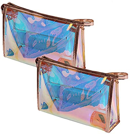 2 Stück Tragbar Reisen Waschbeutel Ideal für Kosmetik‑ & Kopfhörertasche | Tragbar Reisen Waschbeutel Make Up Tasche Tragbar Transparent Kosmetiktasche für Pencil Bag, Stiftehalter, Kopfhörertasche