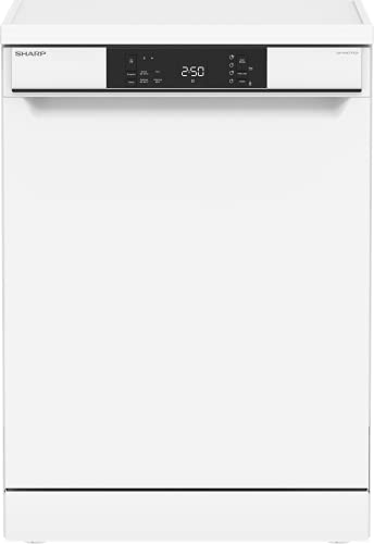 SHARP QW-NA1CF47EW, Freestanding, Dishwasher, 13 Place Settings, White LED Display, Active Drying, White Colour