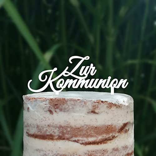 Cake Topper (Zur Kommunion) Acryl/Holz, Tortenstecker, Torte, Kuchen, Stecker, Deko, Caketopper (Weiß)