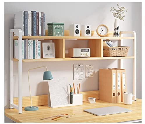 GUODDM Estantería Organizador De Escritorio - Librería Multifuncional De Sobremesa para Ordenador, Estante De Exposición Ajustable, Estantería De Escritorio De 2 Niveles