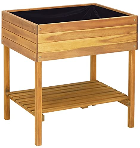 MOONAIRY Hochkübel, Hochbeet Balkon, Blumenkasten, Kräuterspirale, Gemüsebeet, Kräuterbeet, Pflanzkasten, Blumenbeet, 78,5 x 58,5 x 78,5 cm Massivholz Akazie