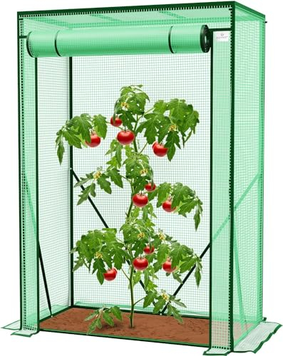 KESSER® Serra per pomodori di alta qualità, piccola serra per pomodori, serra, con porta da arrotolare, 100 x 50 x 150 cm, per aiuole, verdura, fiori, frutta, giardino